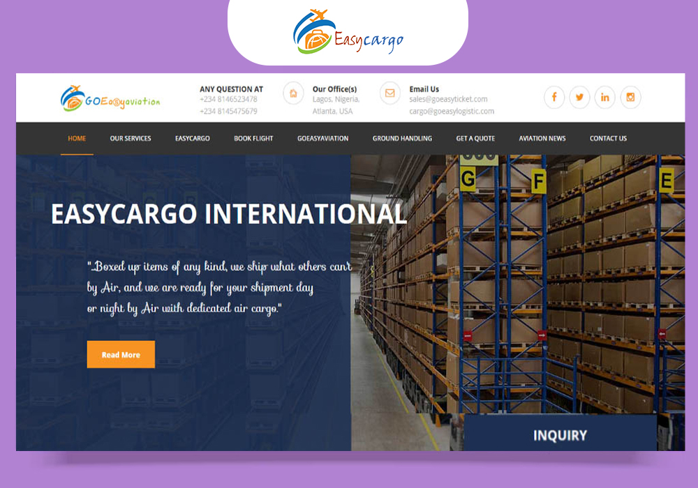 Cargo Services CMS Website - Goeasyaviation.com