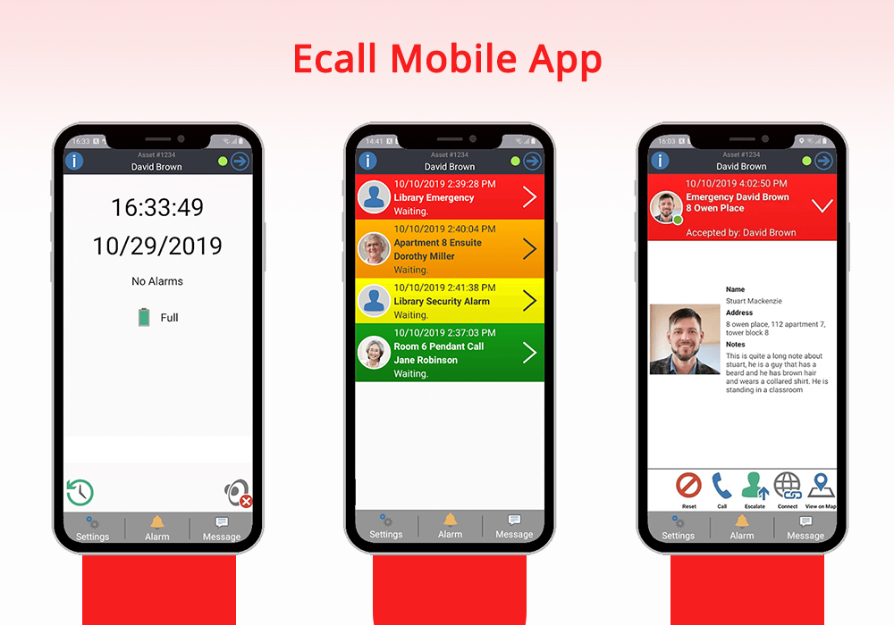 Ecall Mobile App - Healthcare Alarm Messaging App